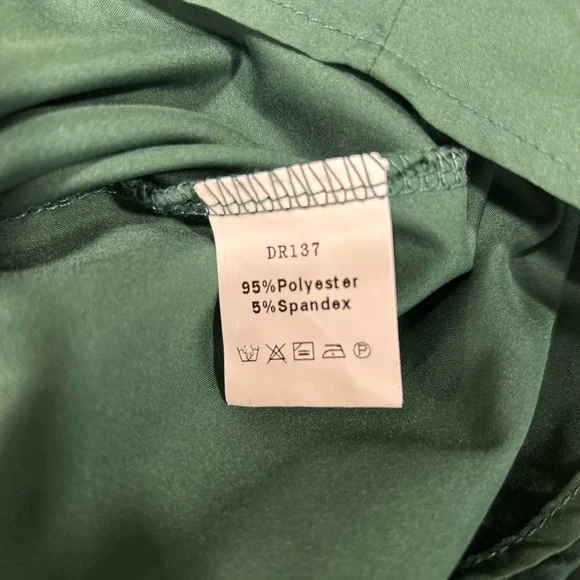 EXLURA Square Neck Long Puff Sleeve Smocked A-Line Mini Dress Green M Babydoll - Picture 6 of 6